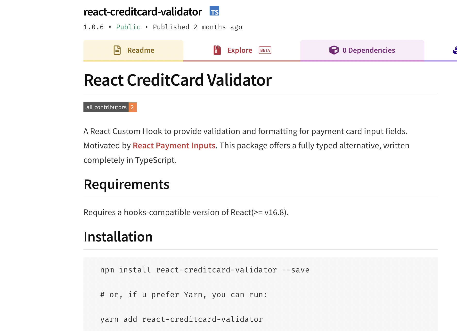 React CreditCard Validator
